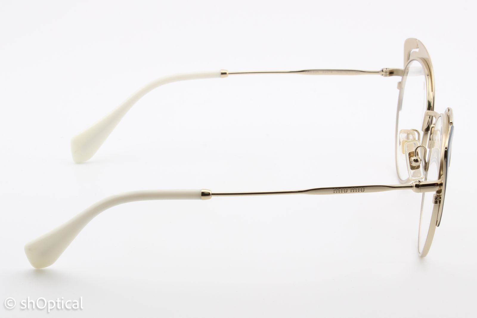 Miu Miu VMU50R  Female Cat Eye Glasses Frame Cream & Peacock Blue 52mm