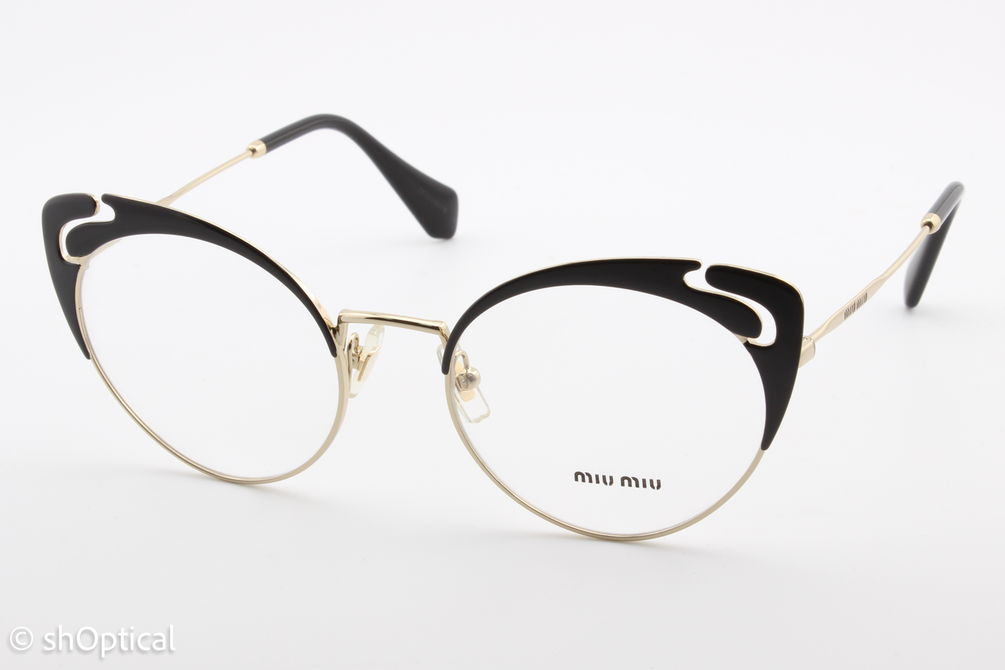 Miu Miu VMU50R  Female Cat Eye Glasses Frame Black & Gold 52mm