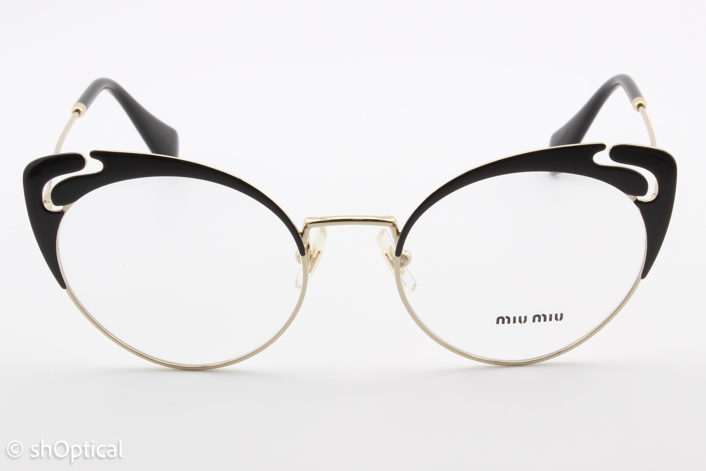 Miu Miu VMU50R  Female Cat Eye Glasses Frame Black & Gold 52mm
