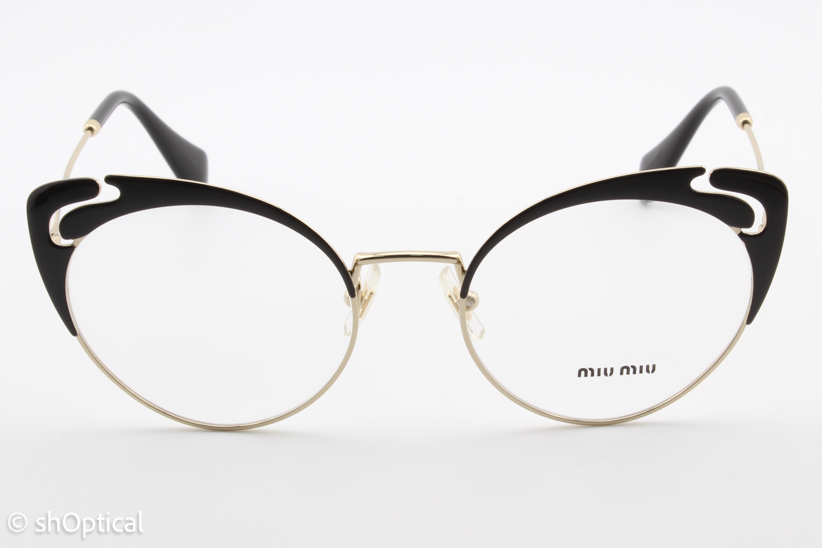 Miu Miu VMU50R  Female Cat Eye Glasses Frame Black & Gold 52mm