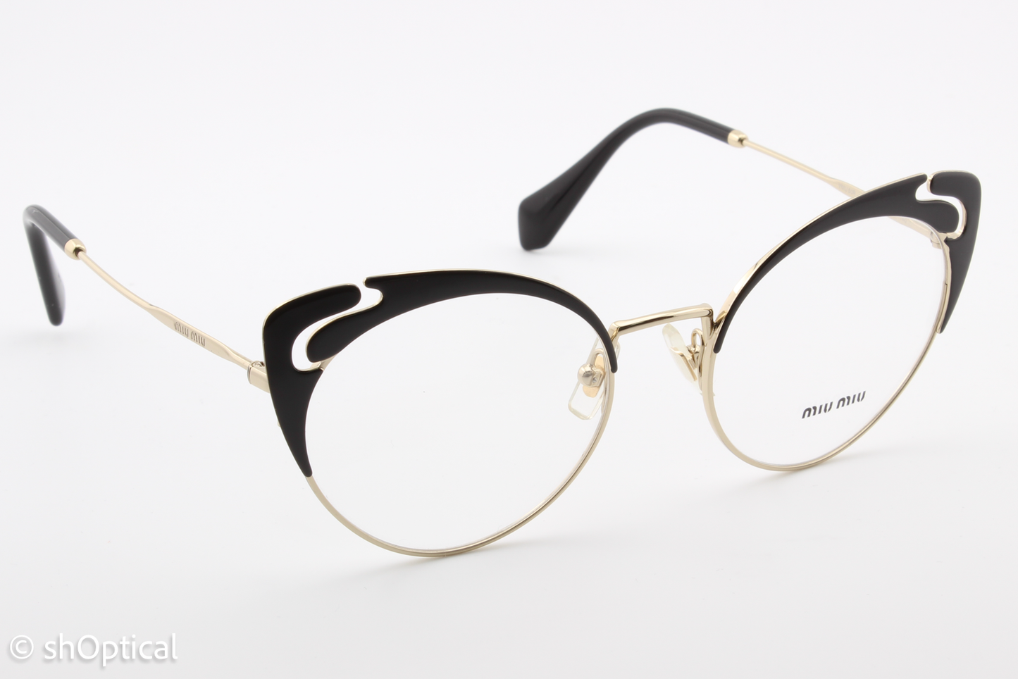 Miu Miu VMU50R  Female Cat Eye Glasses Frame Black & Gold 52mm