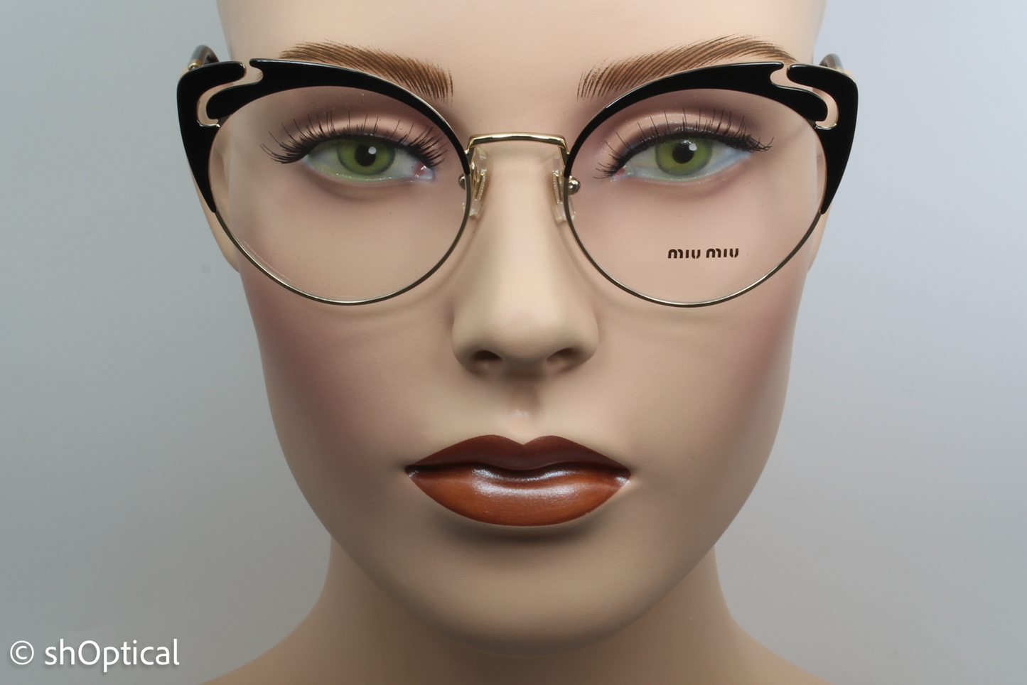 Miu Miu VMU50R  Female Cat Eye Glasses Frame Black & Gold 52mm