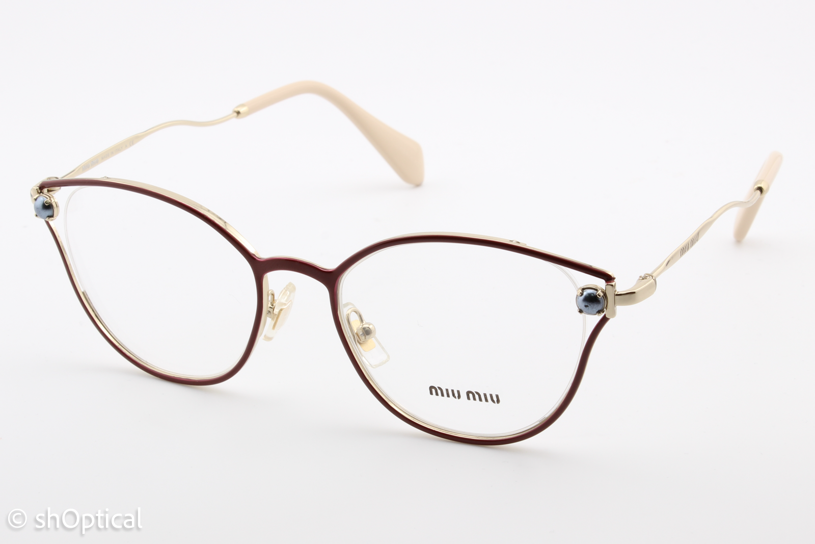 Miu Miu VMU53Q  Female Cat Eye Glasses Frame Burgundy 50mm
