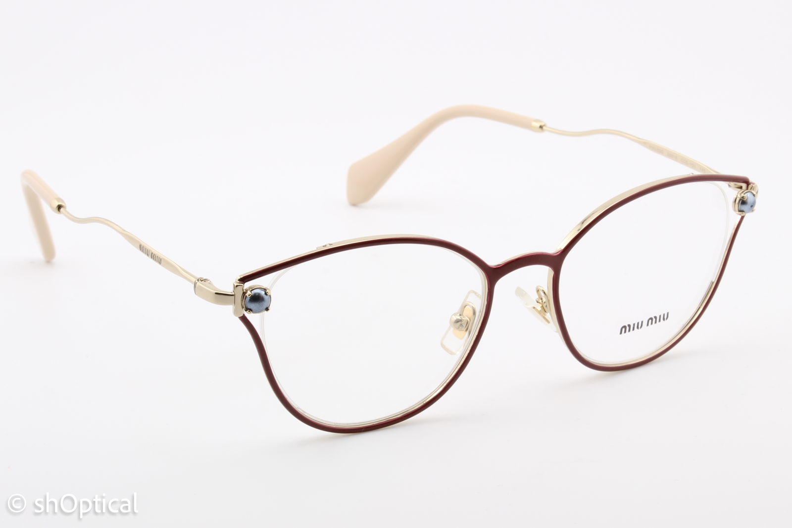 Miu Miu VMU53Q  Female Cat Eye Glasses Frame Burgundy 50mm