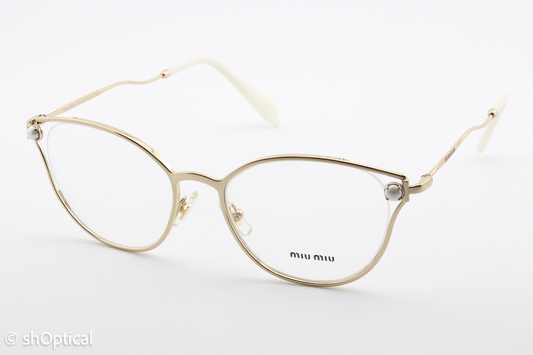 Miu Miu VMU53Q  Female Cat Eye Glasses Frame Gold 52mm