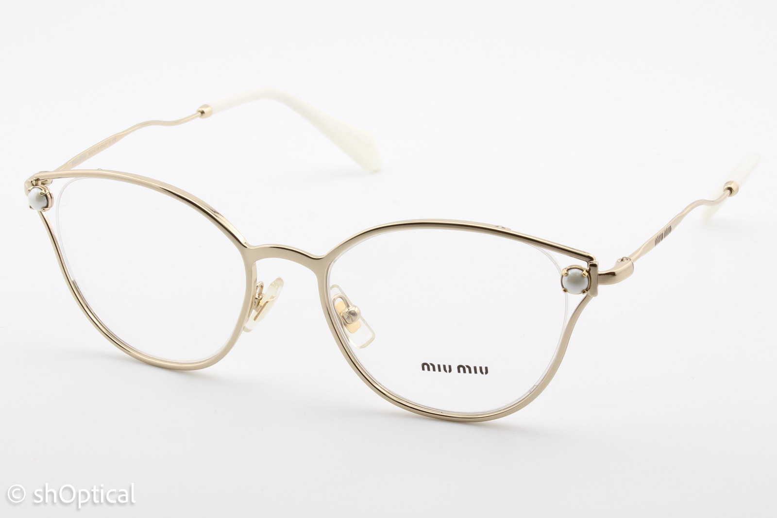 Miu Miu VMU530  Female Oval Glasses Frame Gold 50mm