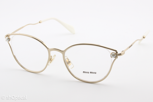 Miu Miu VMU530  Female Oval Glasses Frame Gold 50mm