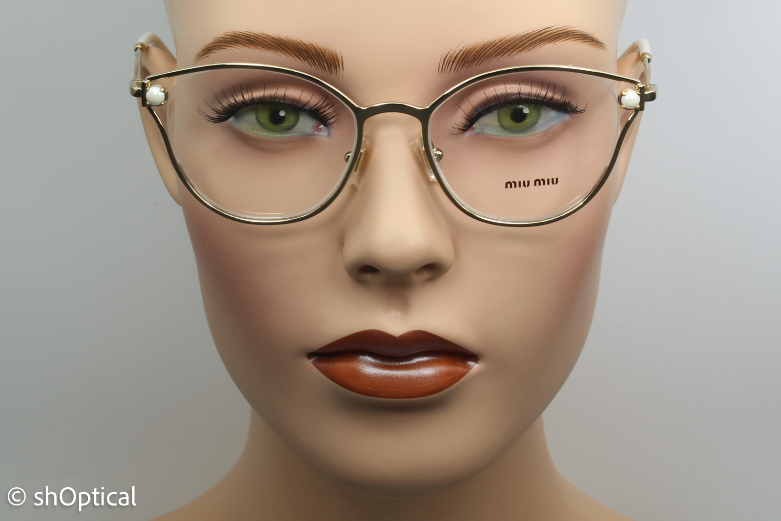 Miu Miu VMU530  Female Oval Glasses Frame Gold 50mm