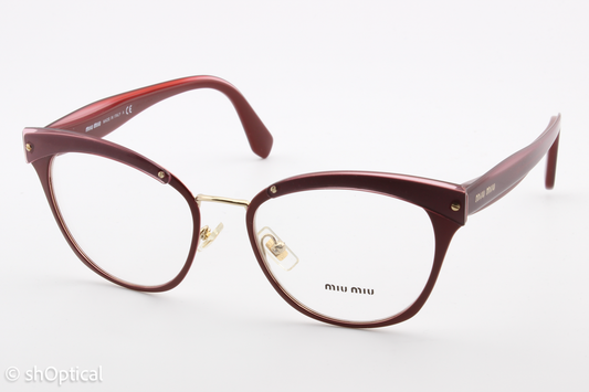Miu Miu VMU54Q  Female Cat Eye Glasses Frame Burgundy 52mm