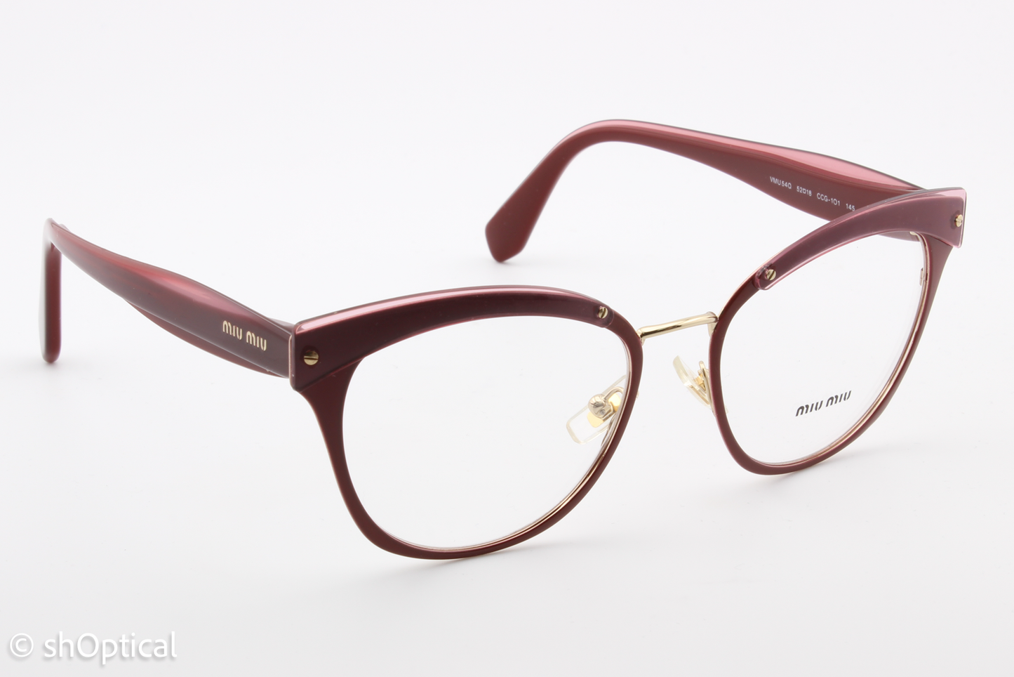 Miu Miu VMU54Q  Female Cat Eye Glasses Frame Burgundy 52mm