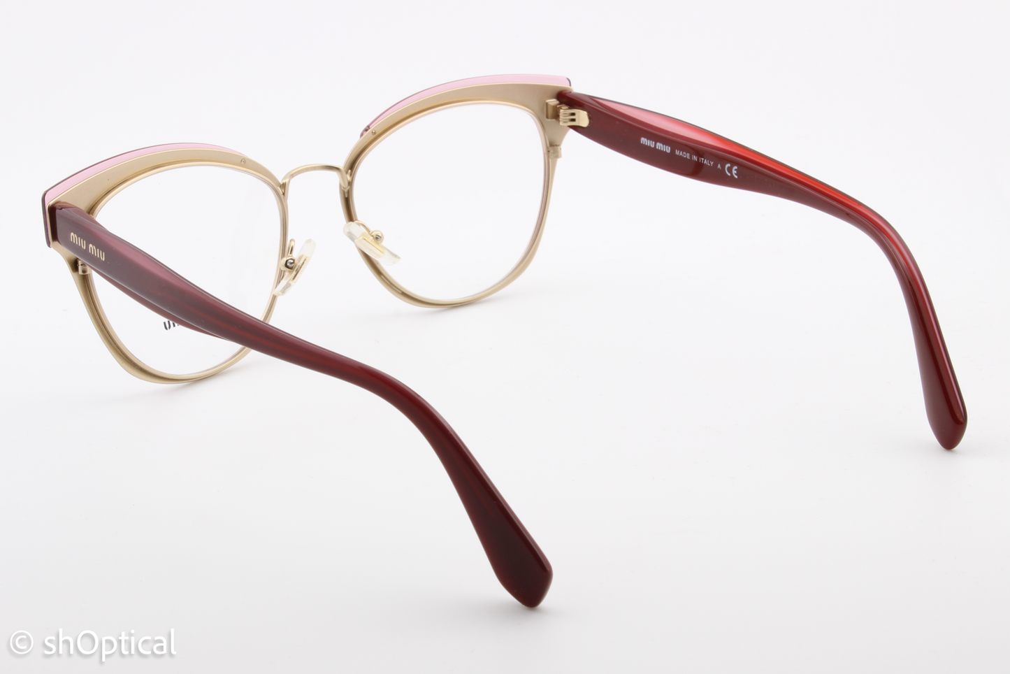 Miu Miu VMU54Q  Female Cat Eye Glasses Frame Burgundy 52mm