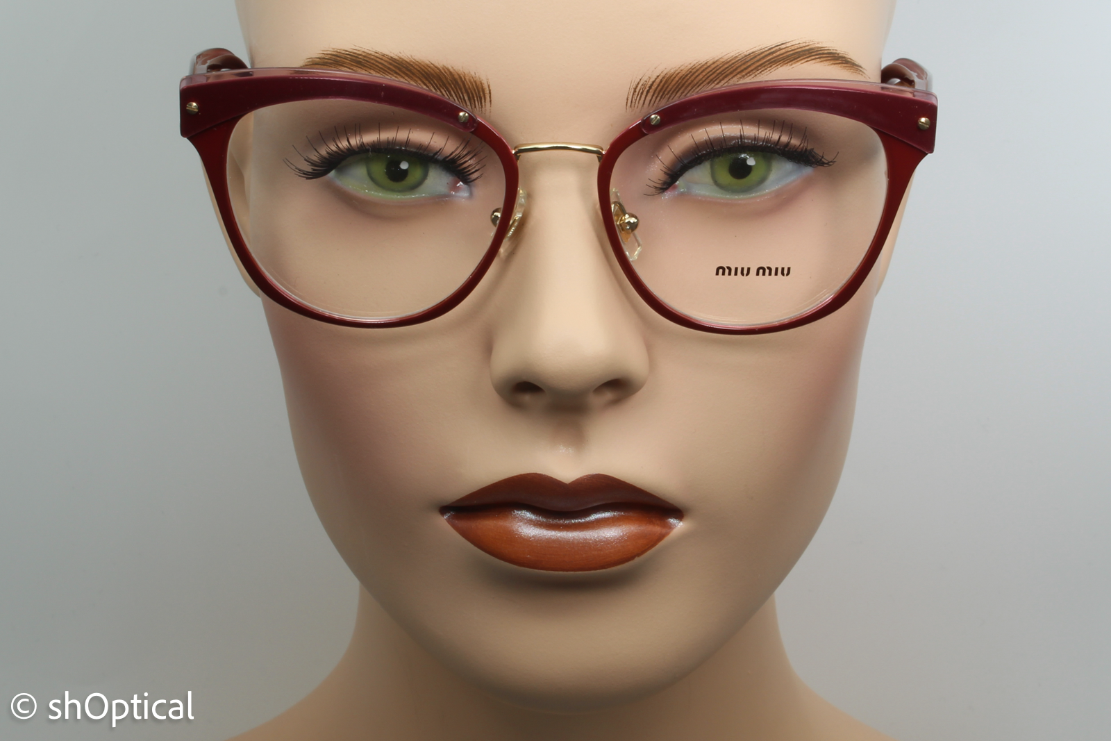 Miu Miu VMU54Q  Female Cat Eye Glasses Frame Burgundy 52mm