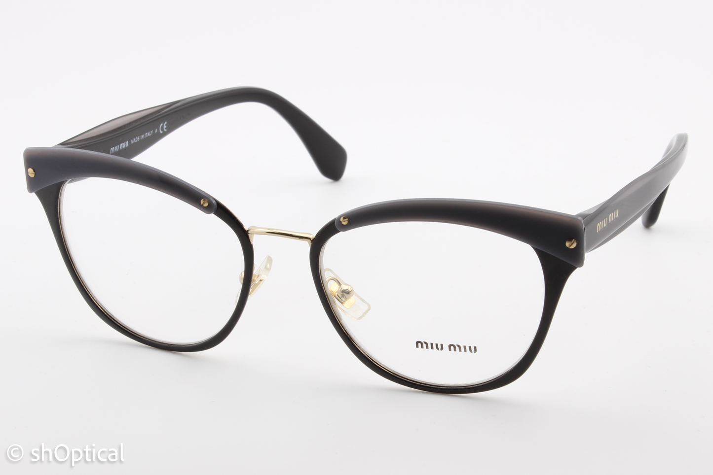 Miu Miu VMU54Q  Female Cat Eye Glasses Frame Black & Grey 52mm