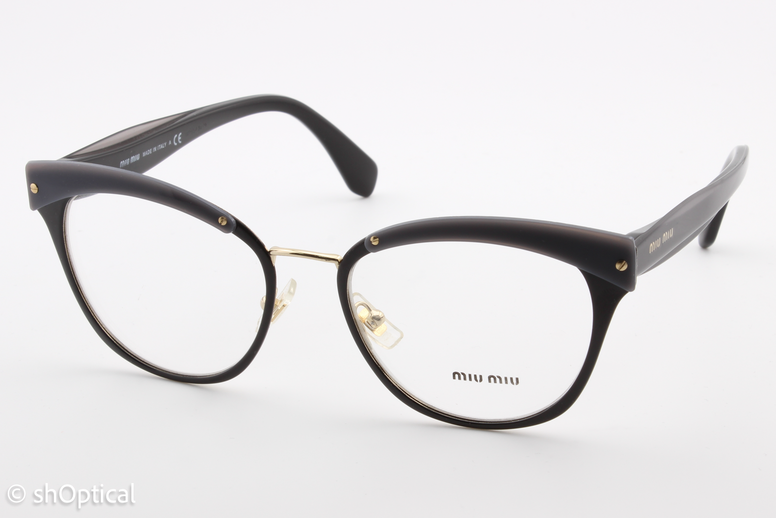 Miu Miu VMU54Q  Female Cat Eye Glasses Frame Black & Grey 52mm