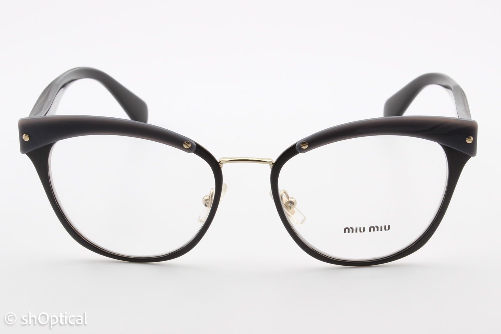 Miu Miu VMU54Q  Female Cat Eye Glasses Frame Black & Grey 52mm