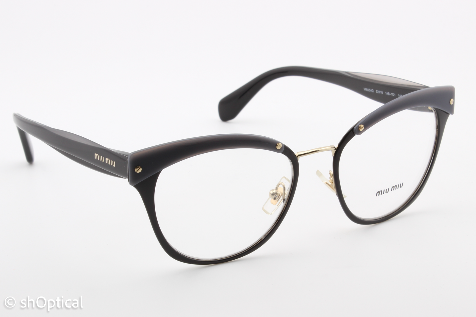 Miu Miu VMU54Q  Female Cat Eye Glasses Frame Black & Grey 52mm