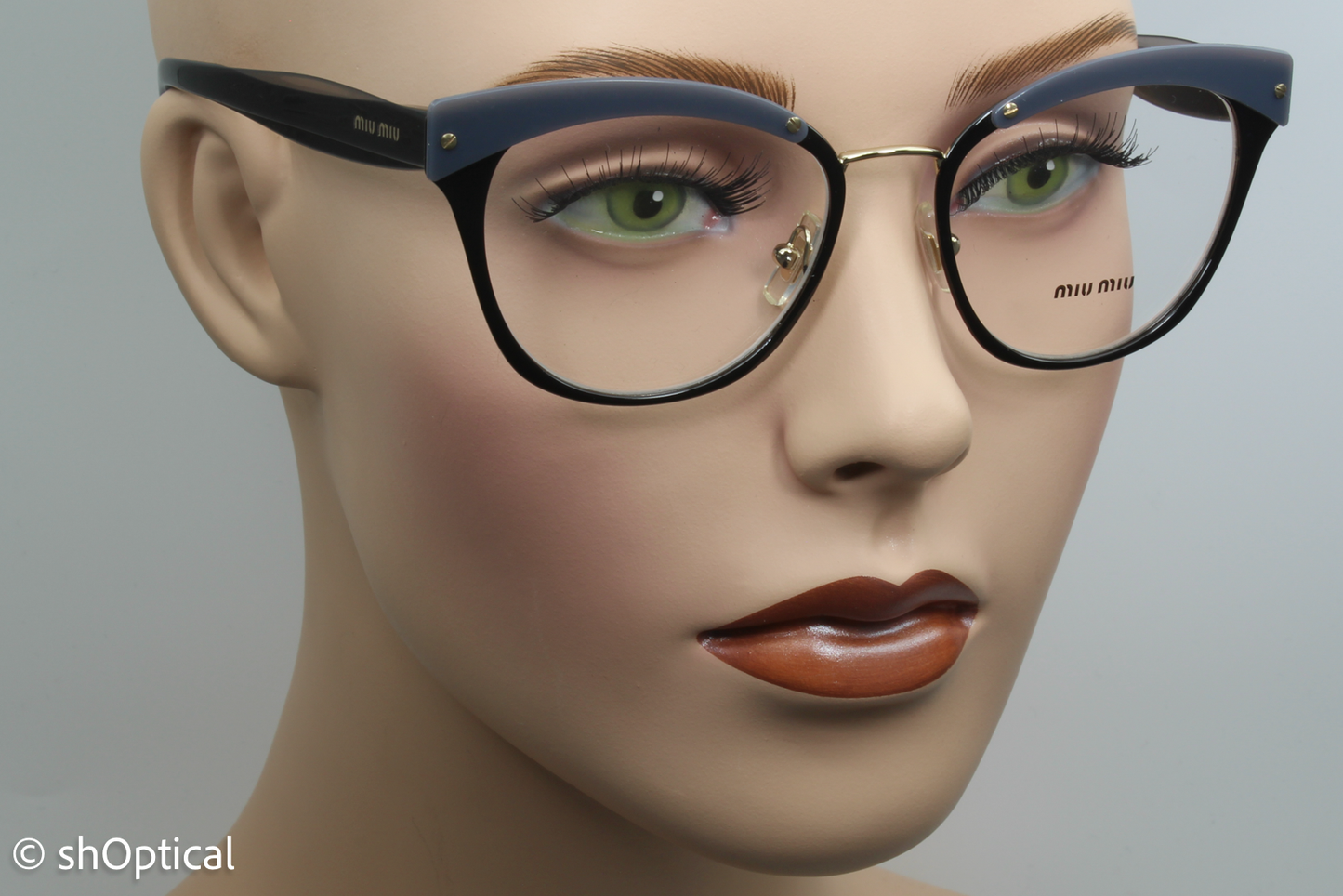 Miu Miu VMU54Q  Female Cat Eye Glasses Frame Black & Grey 52mm