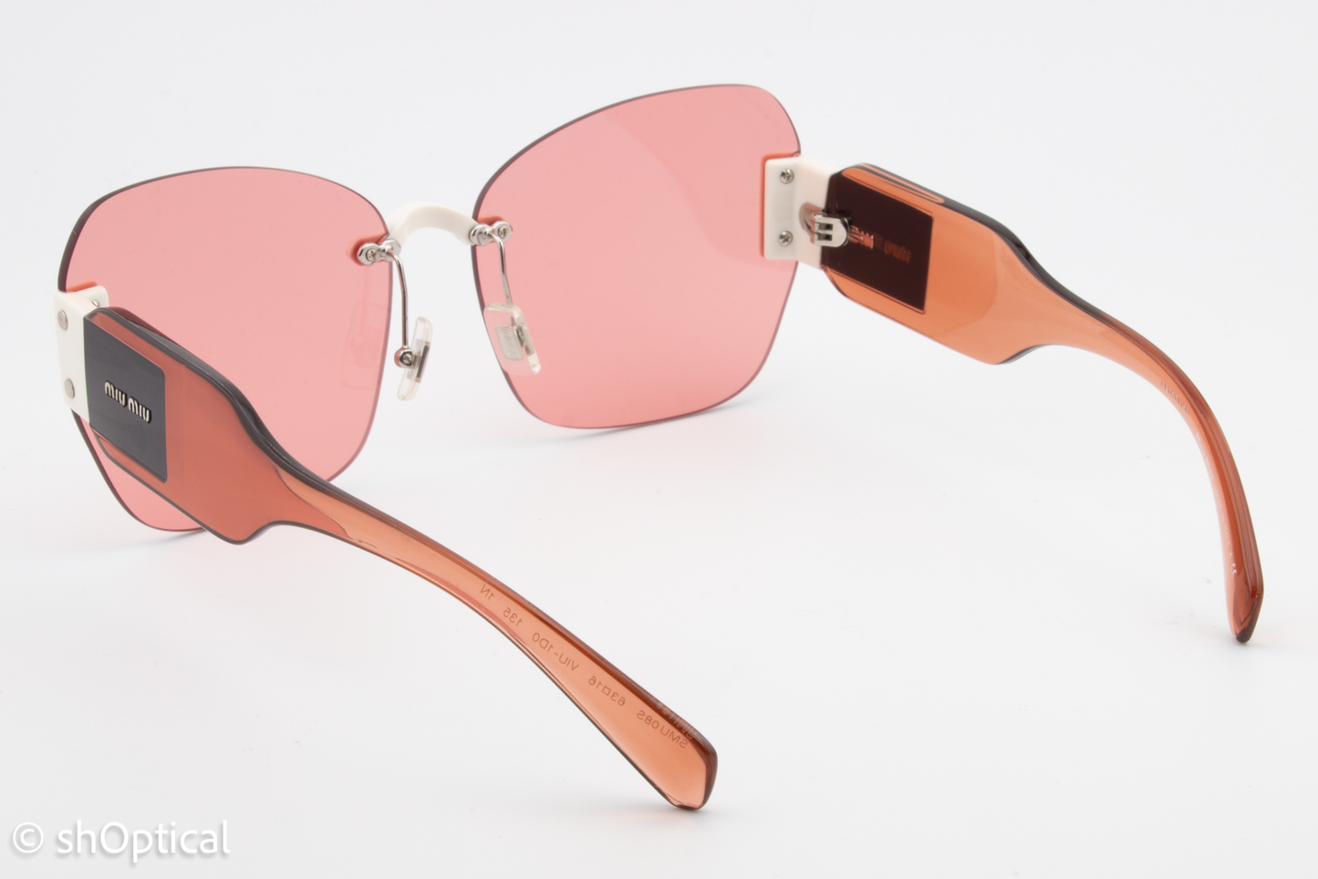 Miu Miu SMU08S VIU-1D0 Womens Rimless Sunglasses Transparent Dark Pink 63mm