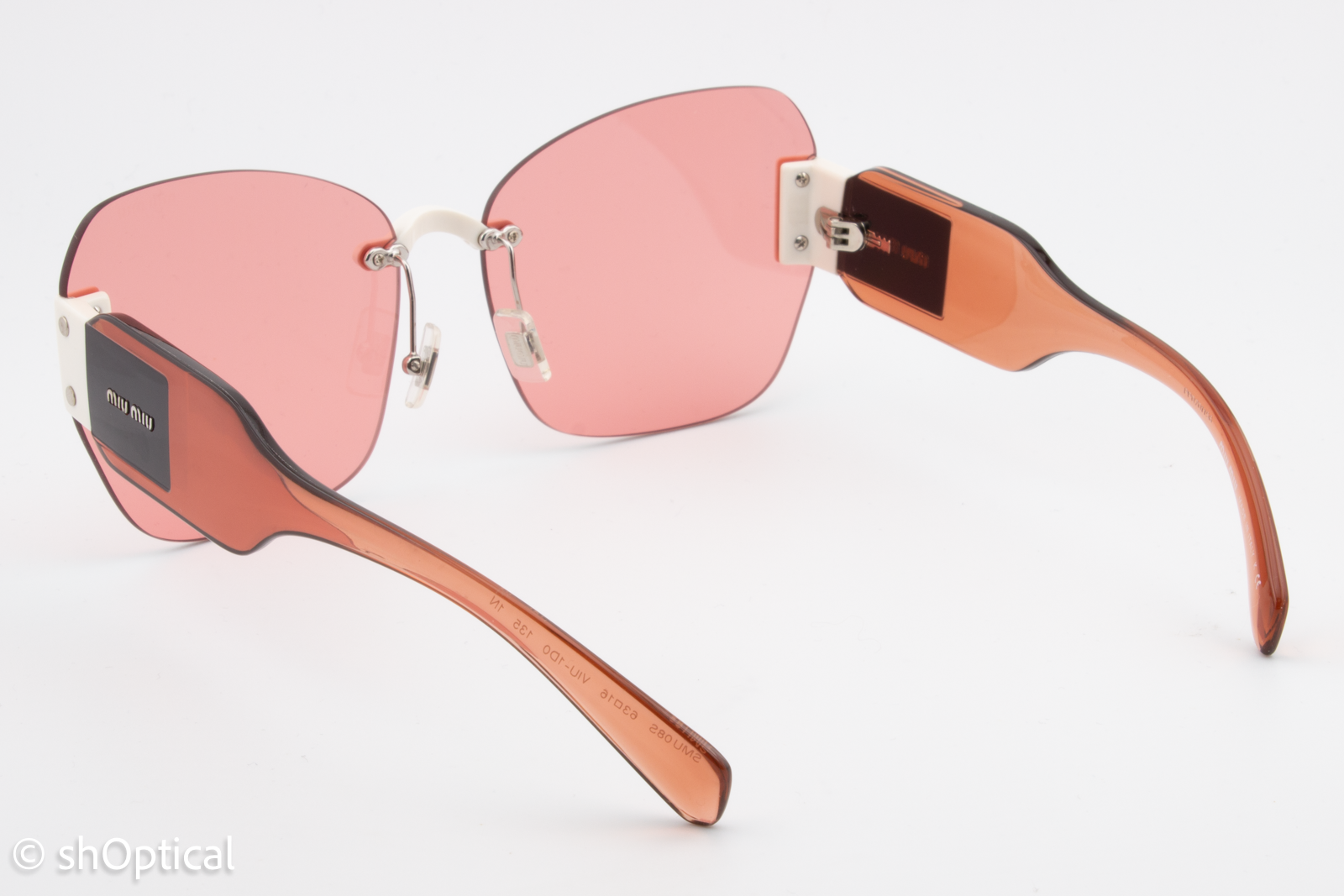 Miu Miu SMU08S VIU-1D0 Womens Rimless Sunglasses Transparent Dark Pink 63mm