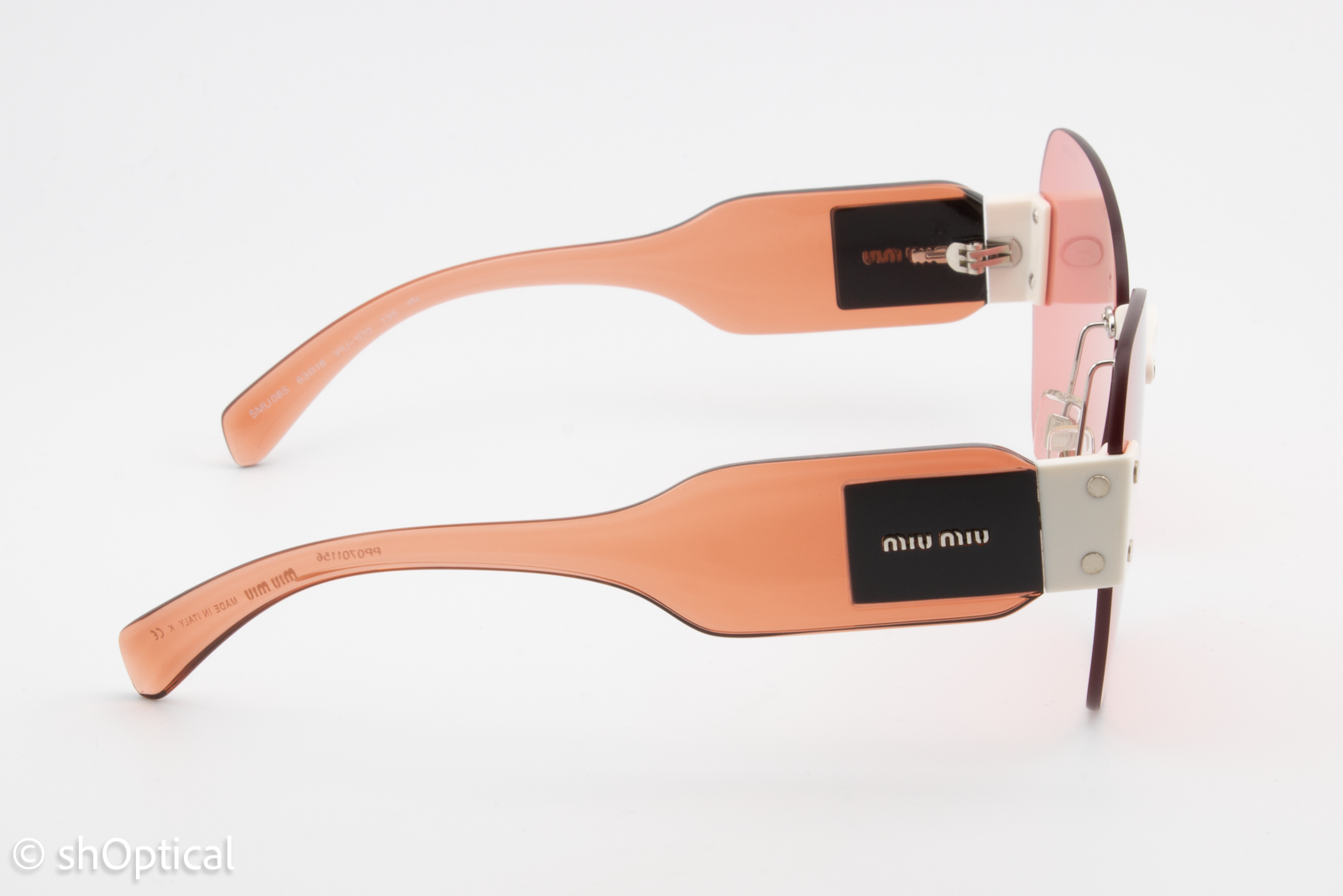 Miu Miu SMU08S VIU-1D0 Womens Rimless Sunglasses Transparent Dark Pink 63mm