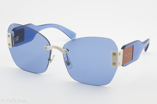 Miu Miu SMU08S VIU-2J1 Womens Rimless Sunglasses Transparent Blue 63mm