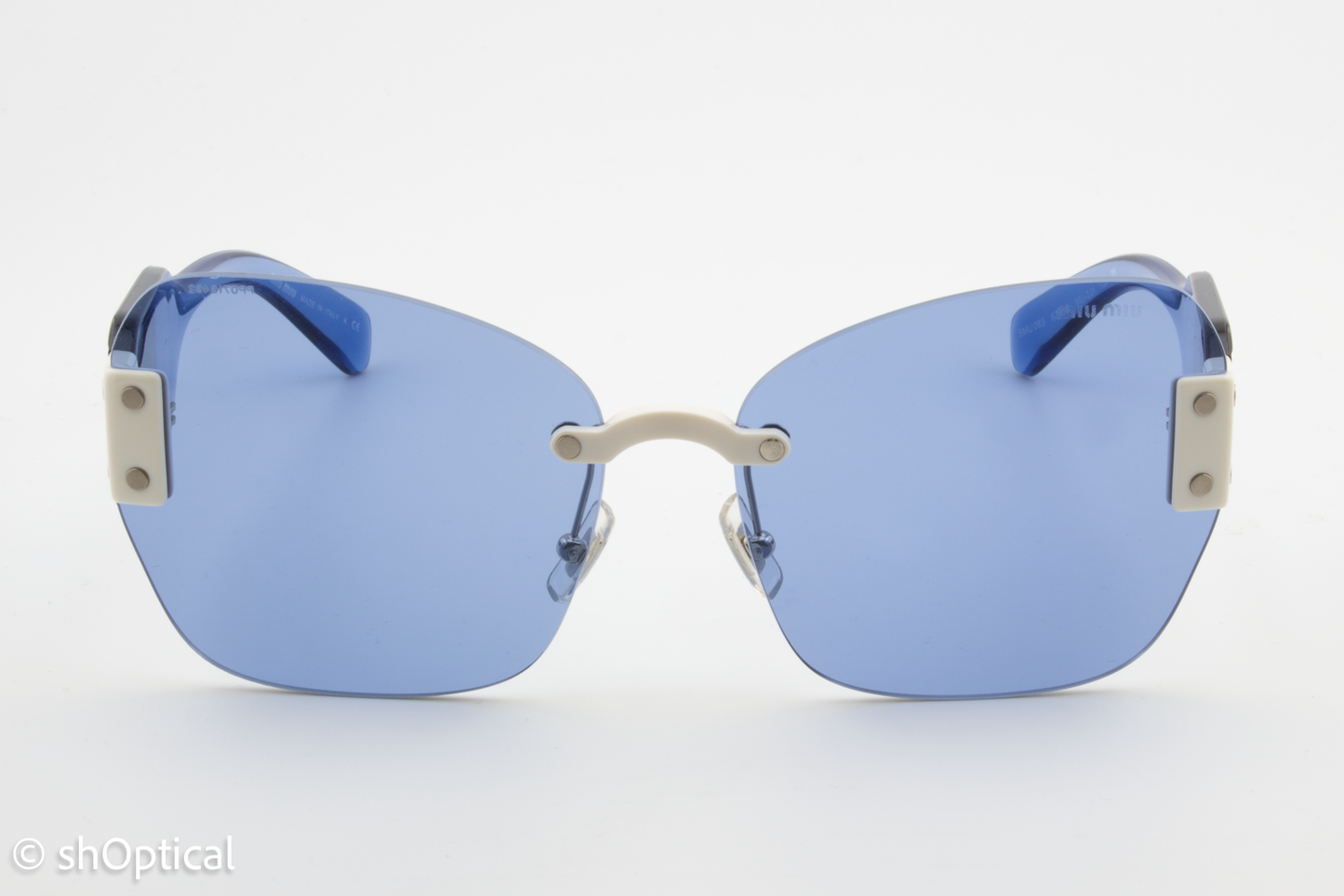 Miu Miu SMU08S VIU-2J1 Womens Rimless Sunglasses Transparent Blue 63mm