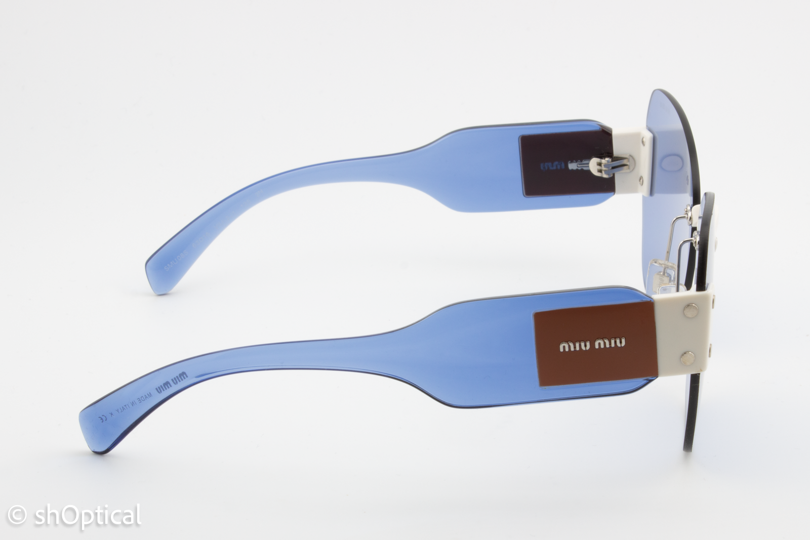 Miu Miu SMU08S VIU-2J1 Womens Rimless Sunglasses Transparent Blue 63mm