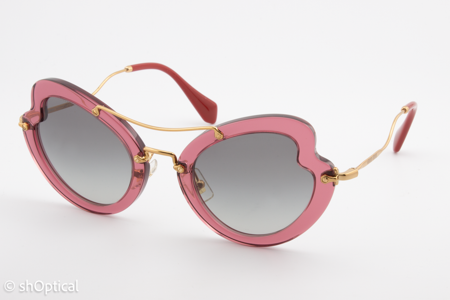 Miu Miu SMU11R USU-3M1 Womens Full Rim Sunglasses Transparent Pink 52mm