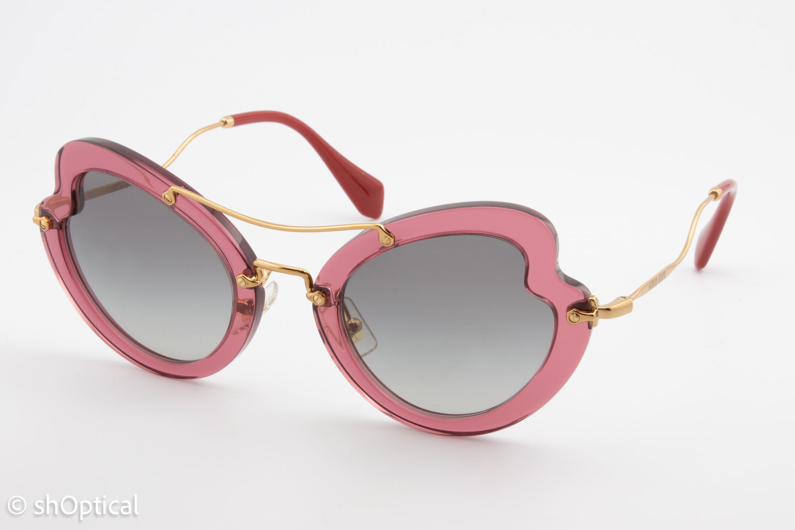 Miu Miu SMU11R USU-3M1 Womens Full Rim Sunglasses Transparent Pink 52mm