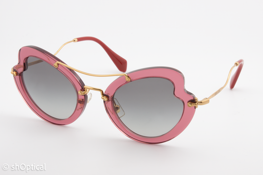 Miu Miu SMU11R USU-3M1 Womens Full Rim Sunglasses Transparent Pink 52mm