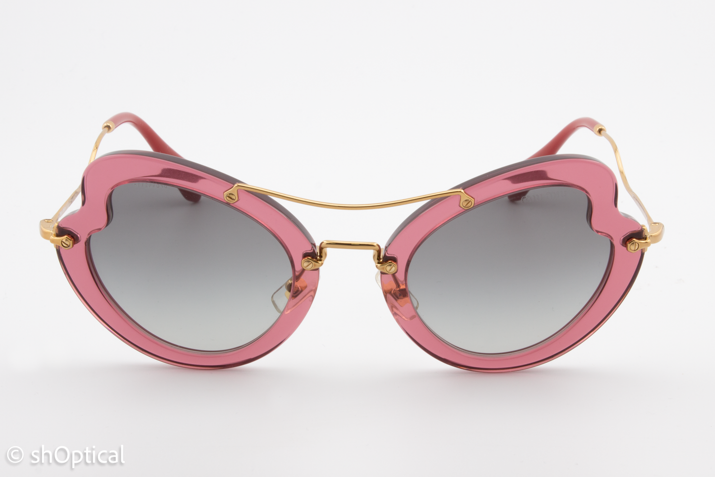 Miu Miu SMU11R USU-3M1 Womens Full Rim Sunglasses Transparent Pink 52mm