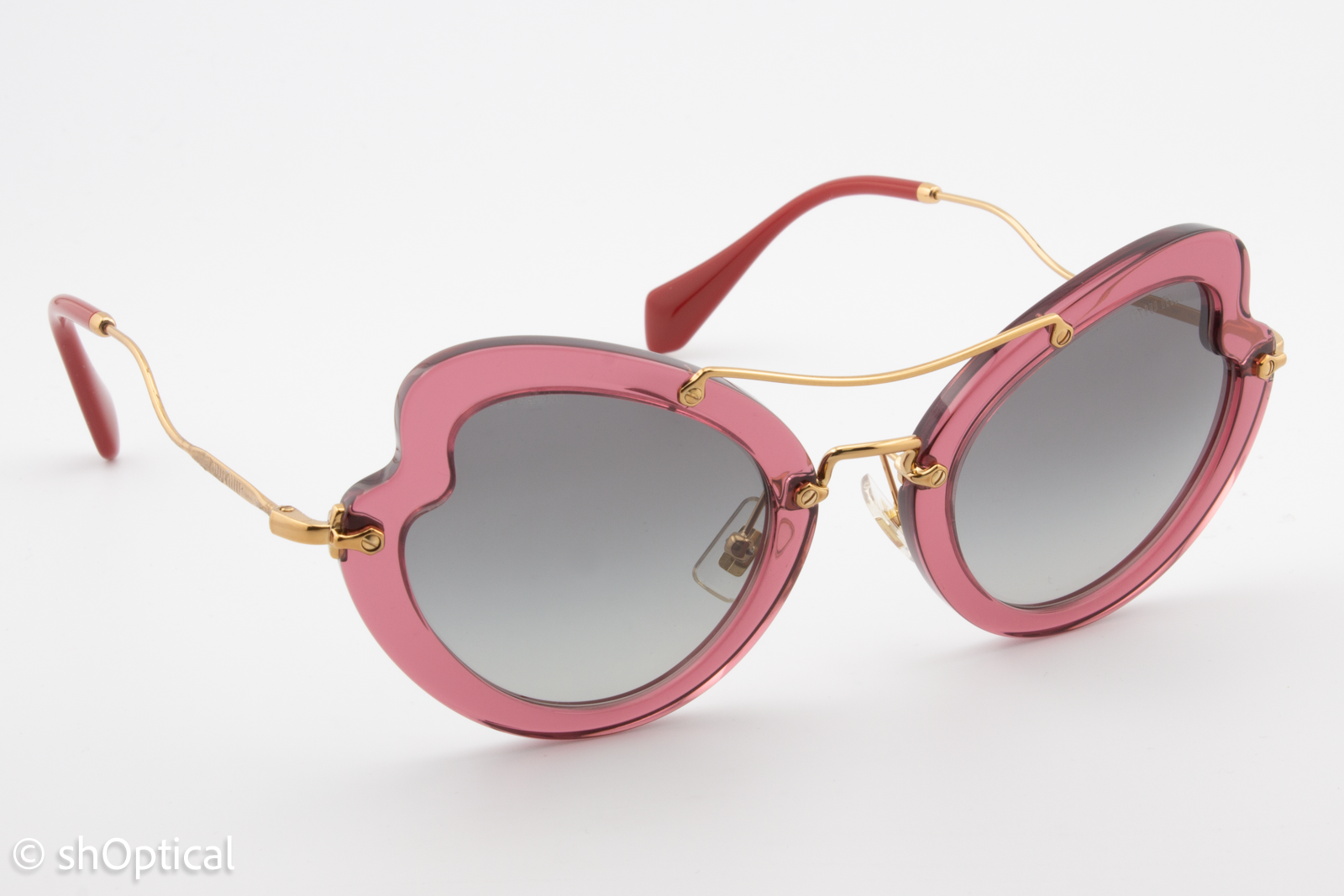 Miu Miu SMU11R USU-3M1 Womens Full Rim Sunglasses Transparent Pink 52mm