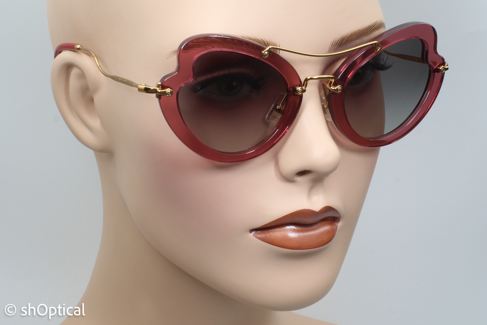 Miu Miu SMU11R USU-3M1 Womens Full Rim Sunglasses Transparent Pink 52mm