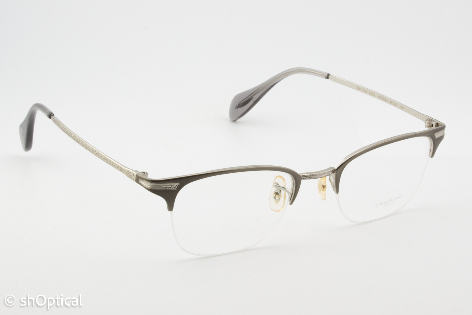 Oliver Peoples OV1176/WALSTON  Male Square Glasses Frame Pewter/Brushed Silver 49mm