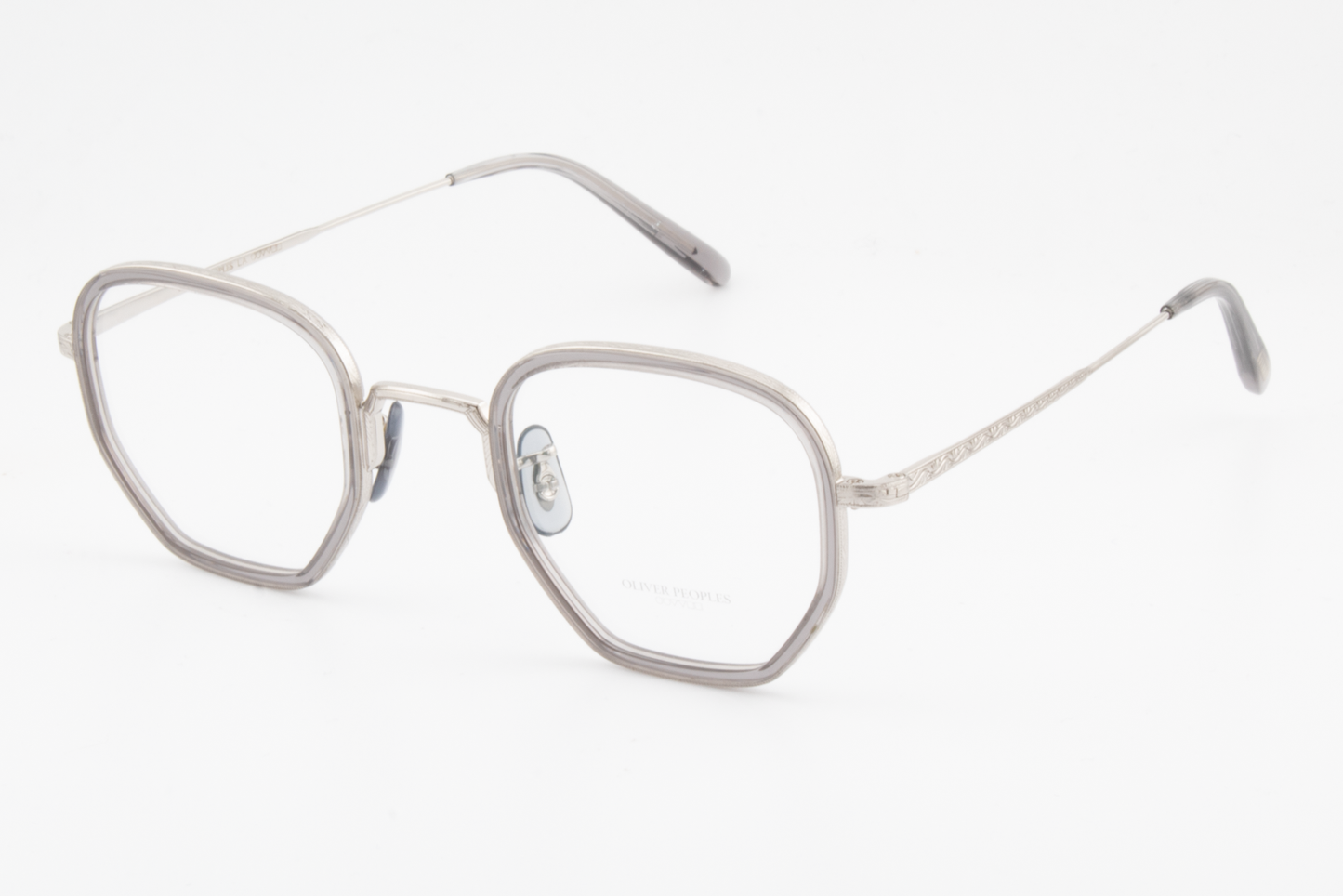 Oliver Peoples OV1234  Male Hexagonal Glasses Frame Workman grey and brushed silver 46mm