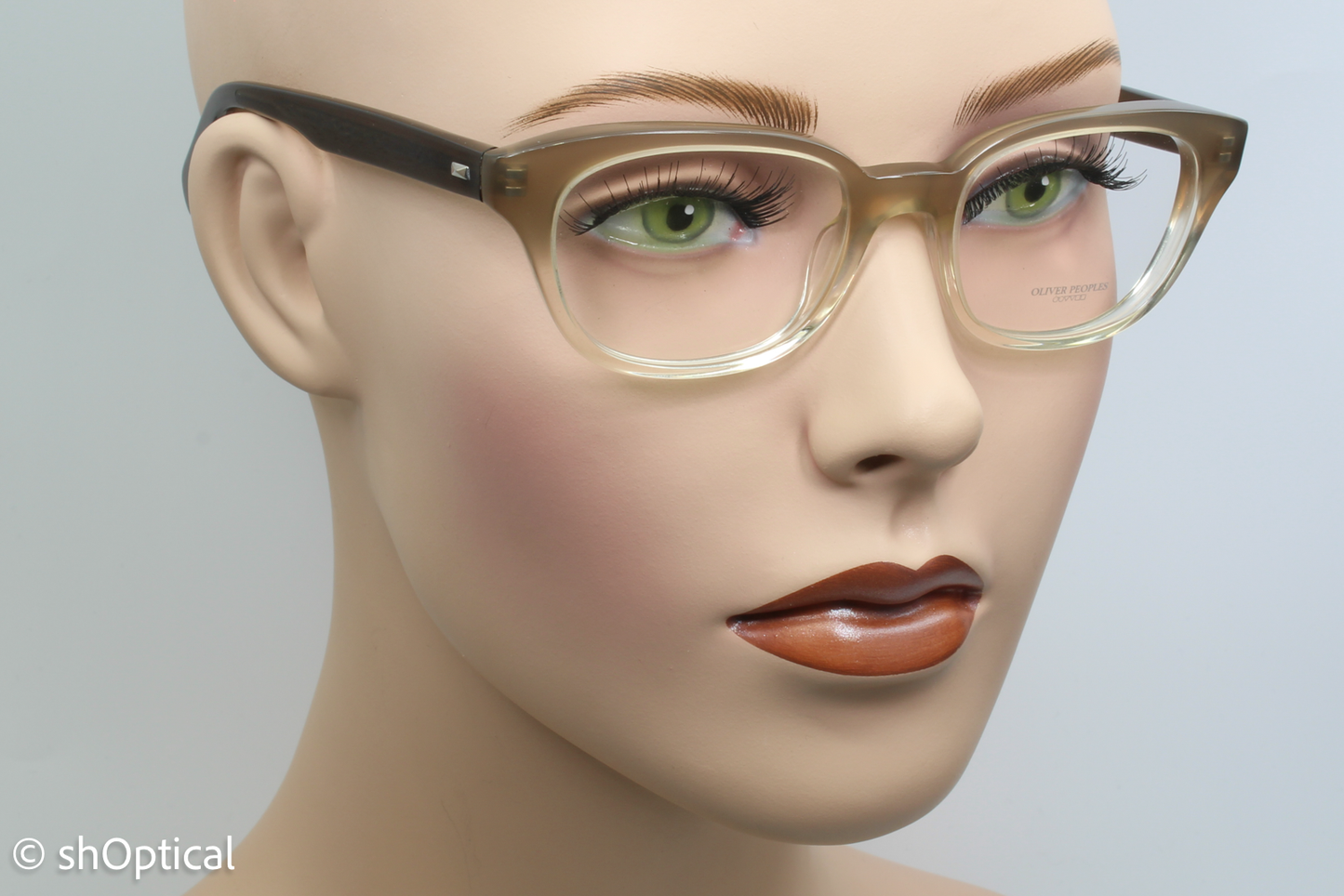 Oliver Peoples OV5240  Female Square Glasses Frame Light Brown Gradient Transparent 49mm