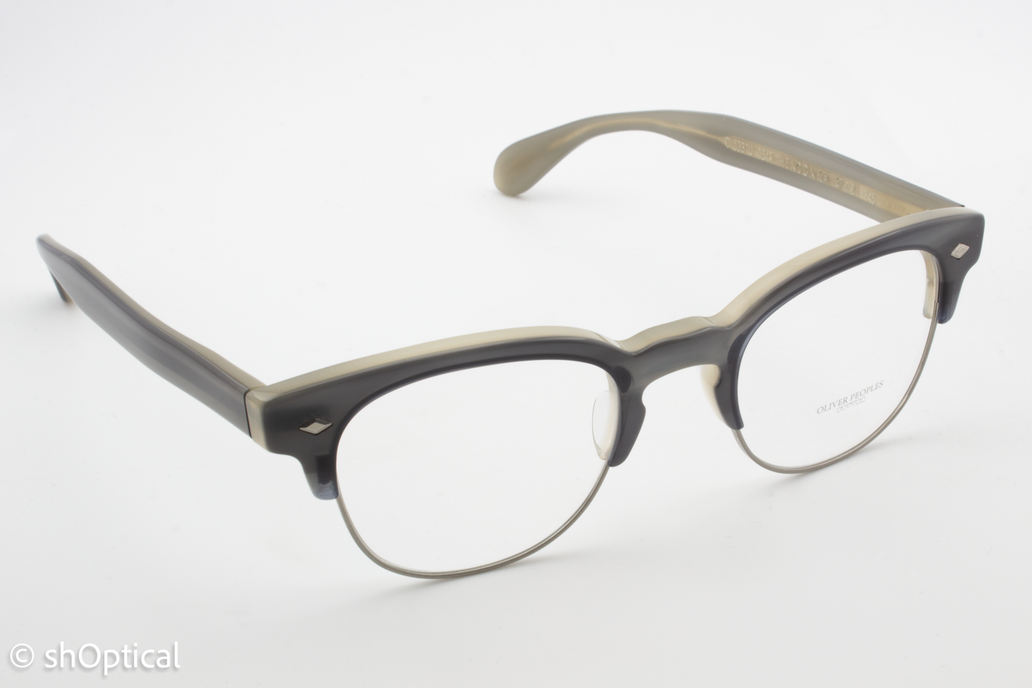 Oliver Peoples OV5331U  Male Round Glasses Frame Grey horn and silver with cream interior 47mm