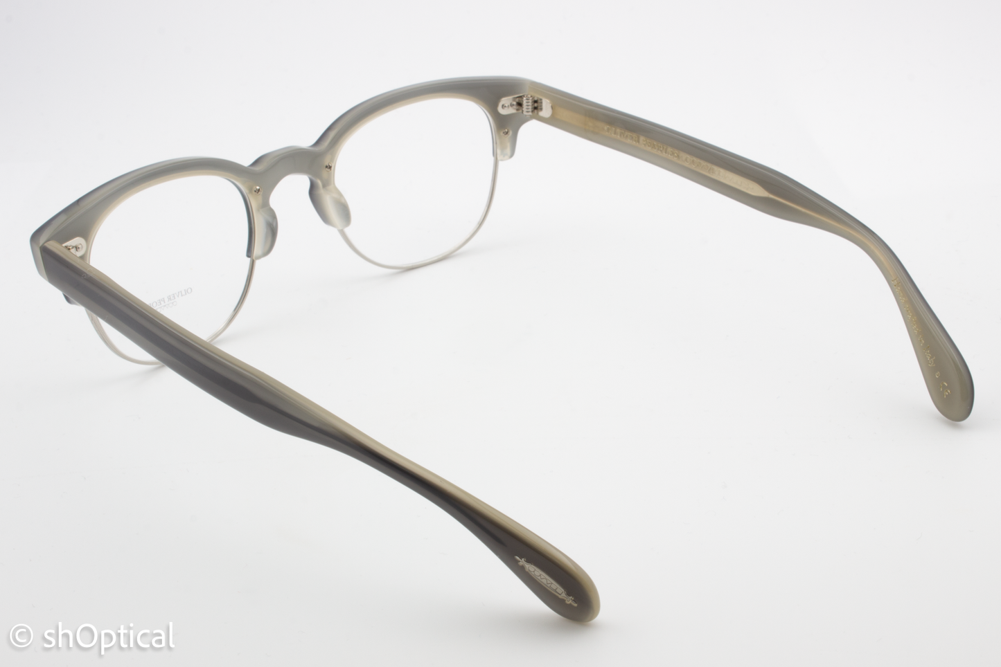 Oliver Peoples OV5331U  Male Round Glasses Frame Grey horn and silver with cream interior 47mm