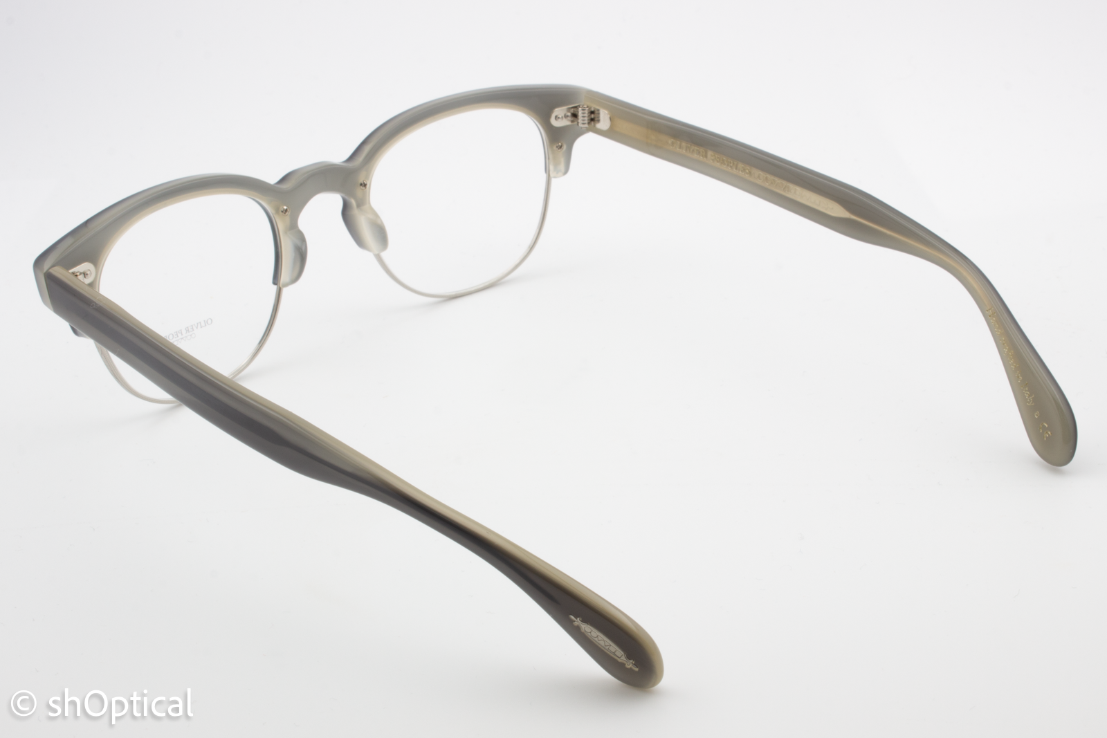 Oliver Peoples OV5331U  Male Round Glasses Frame Grey horn and silver with cream interior 47mm