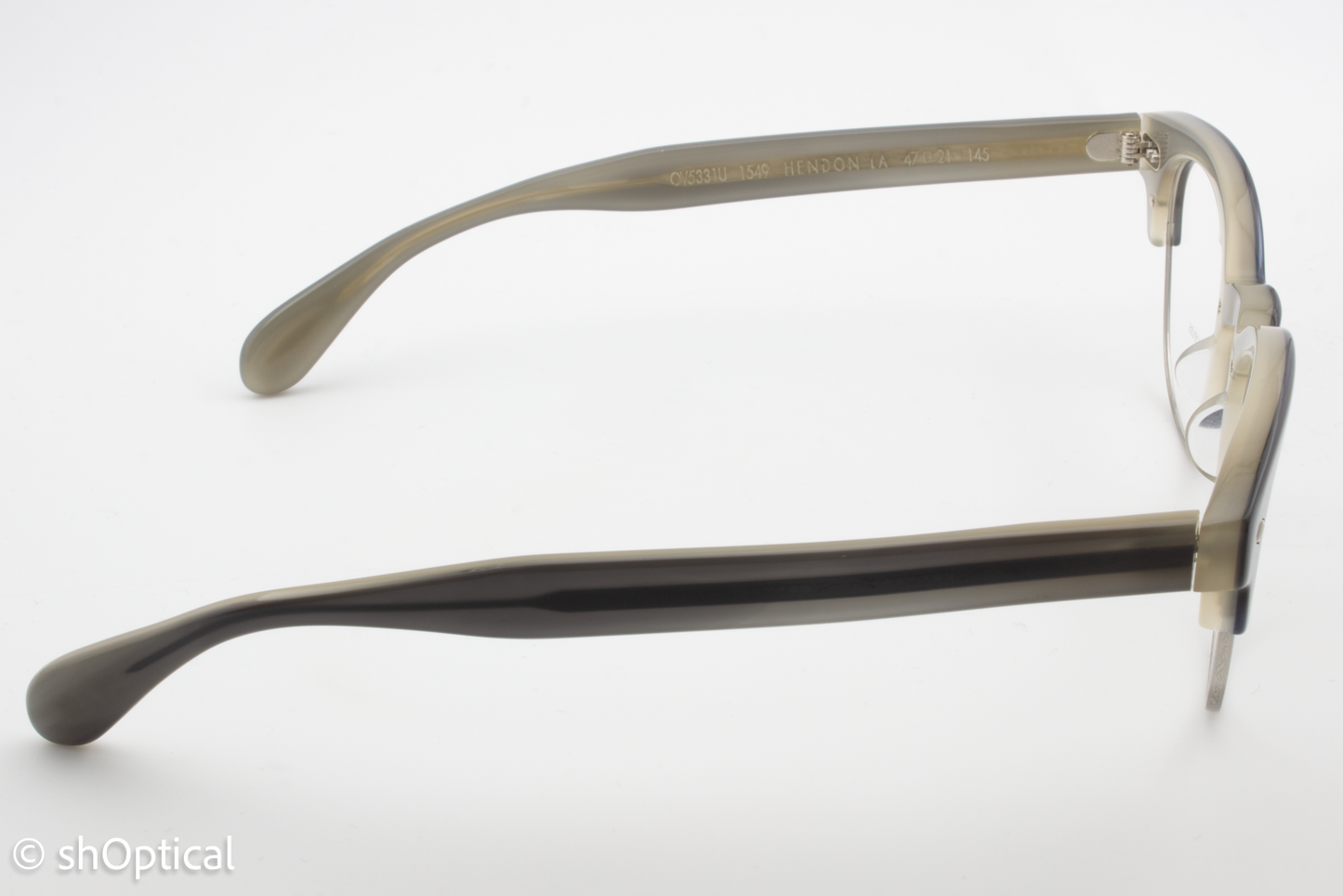 Oliver Peoples OV5331U  Male Round Glasses Frame Grey horn and silver with cream interior 47mm
