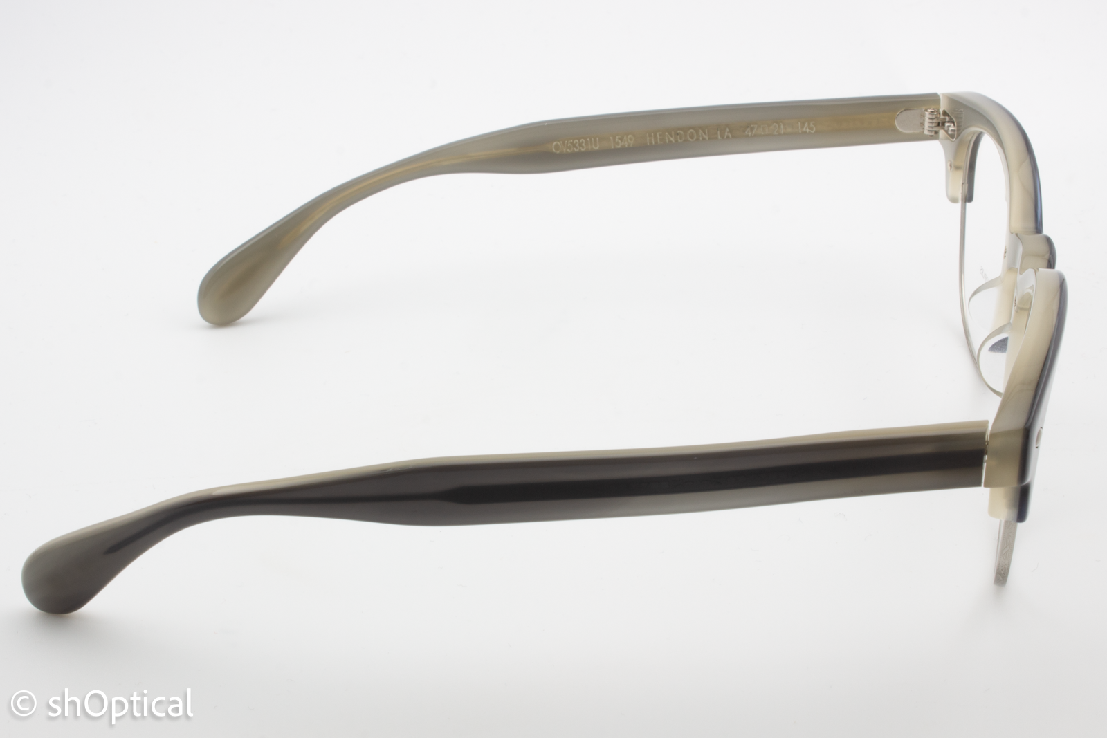 Oliver Peoples OV5331U  Male Round Glasses Frame Grey horn and silver with cream interior 47mm