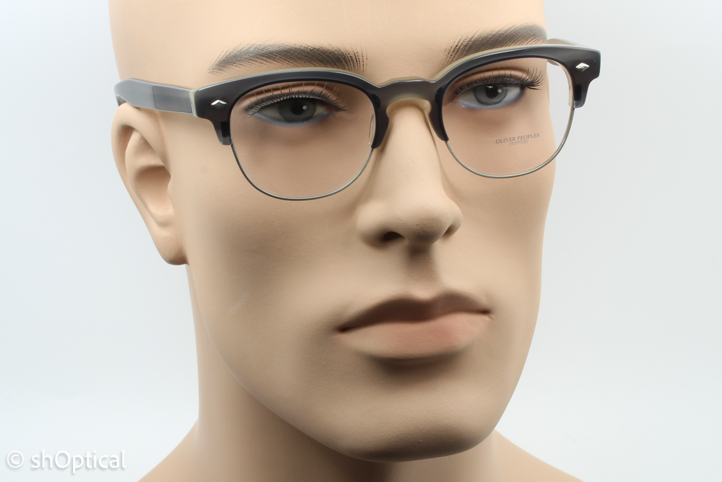 Oliver Peoples OV5331U  Male Round Glasses Frame Grey horn and silver with cream interior 47mm