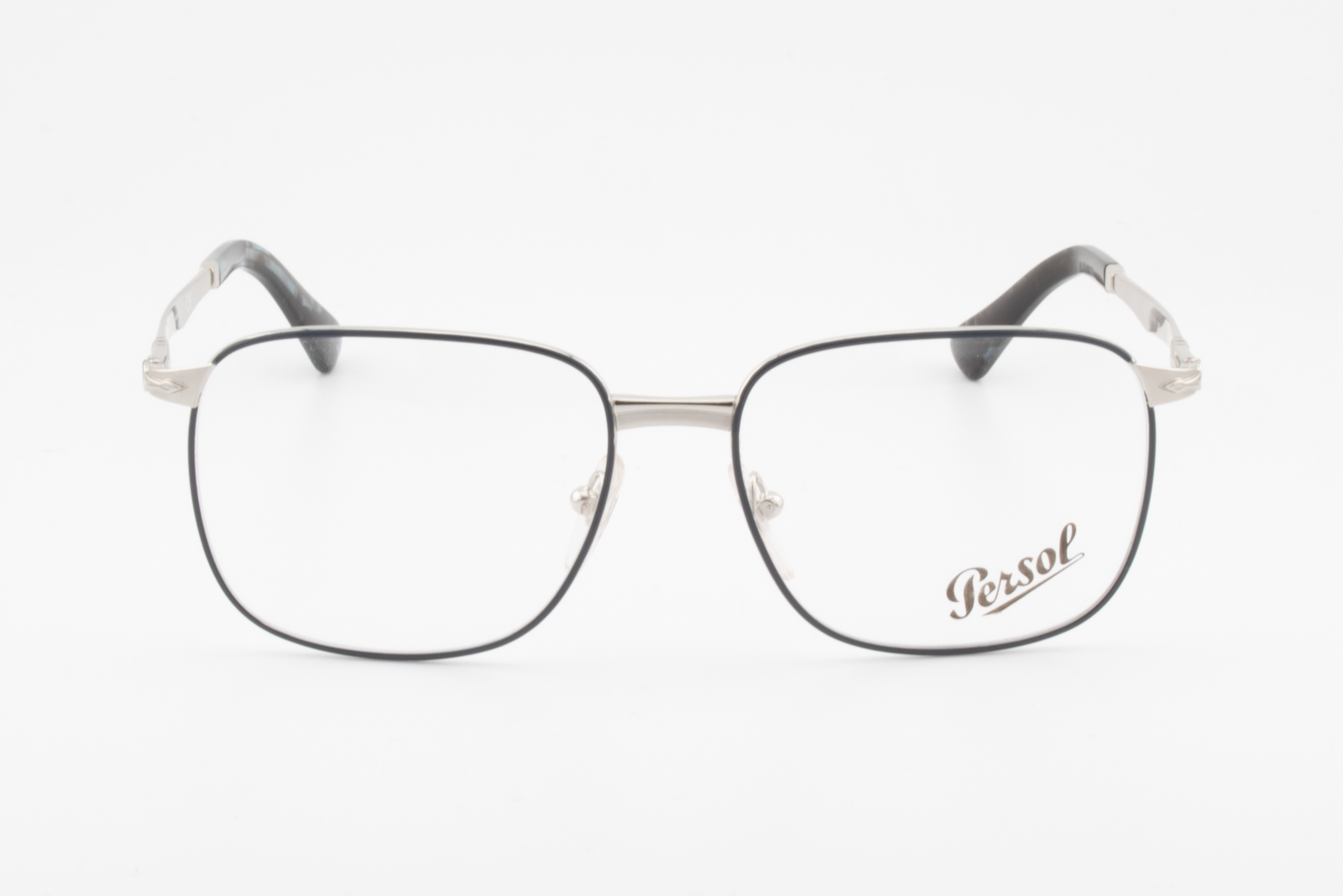 Persol 2462V  Unisex Square Glasses Frame Silver and Blue 55mm