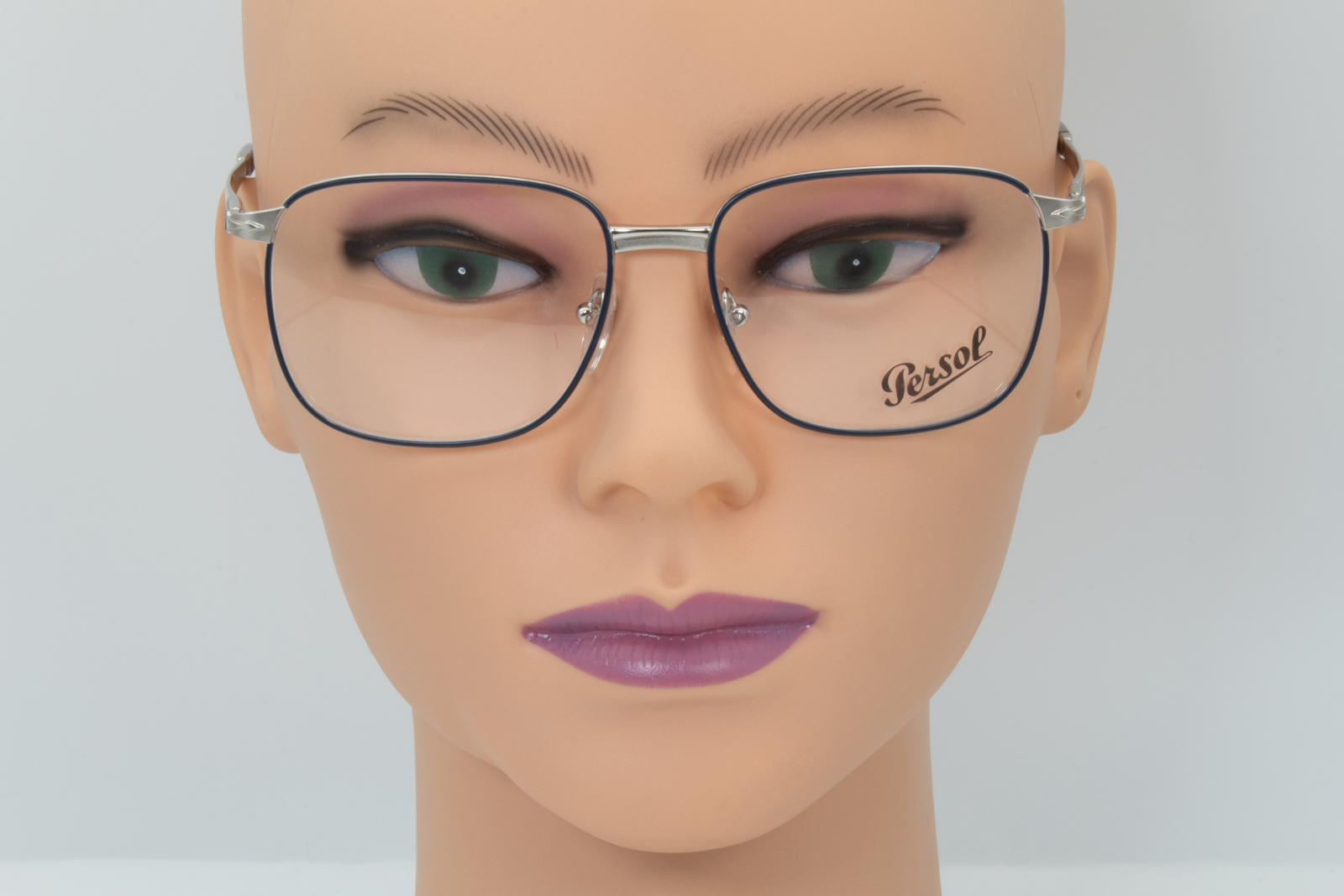 Persol 2462V  Unisex Square Glasses Frame Silver and Blue 55mm