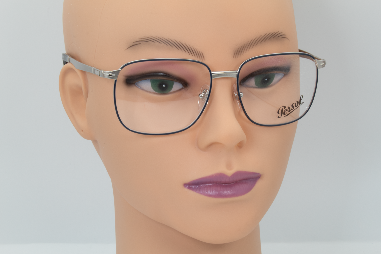 Persol 2462V  Unisex Square Glasses Frame Silver and Blue 55mm