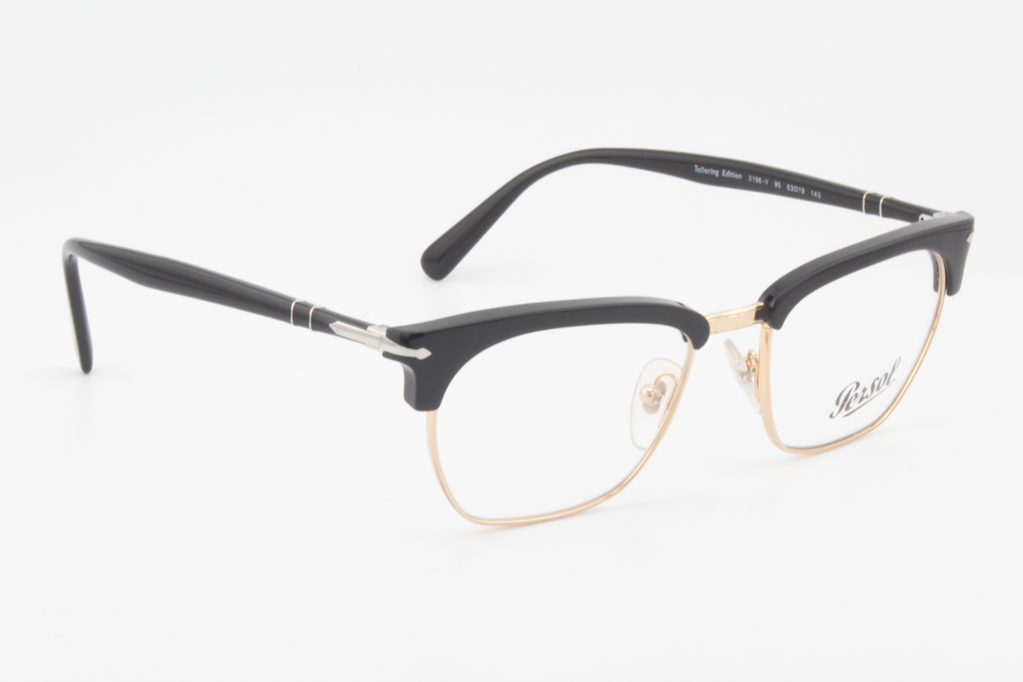 Persol 3196-V  Male Rectangular Glasses Frame Black Gold 53mm