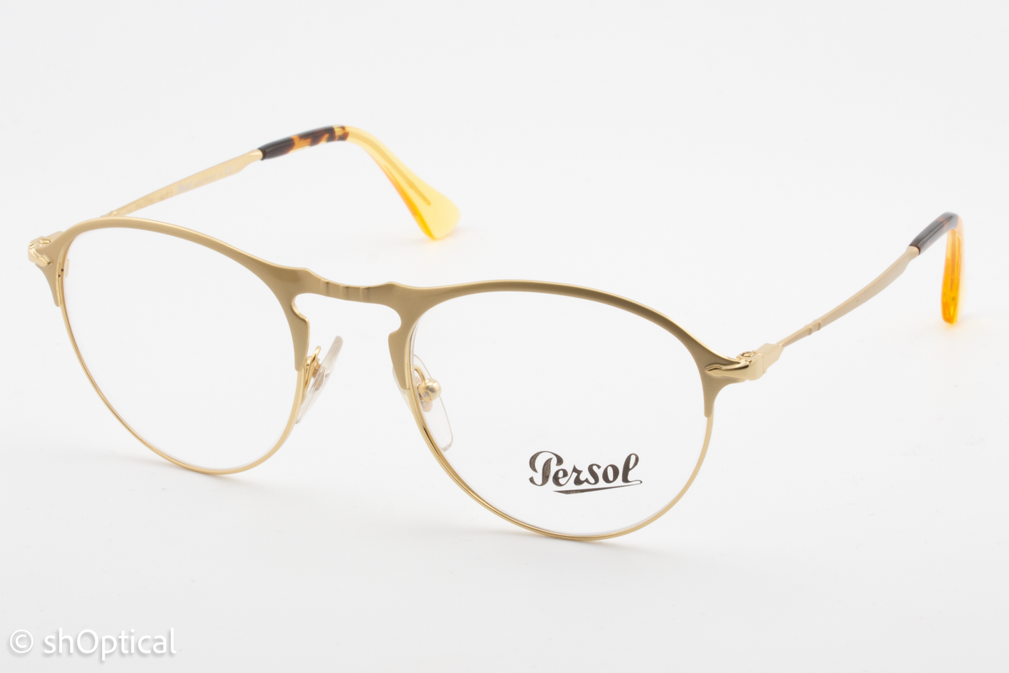 Persol 7092-V  Male Round Glasses Frame Gold 50mm