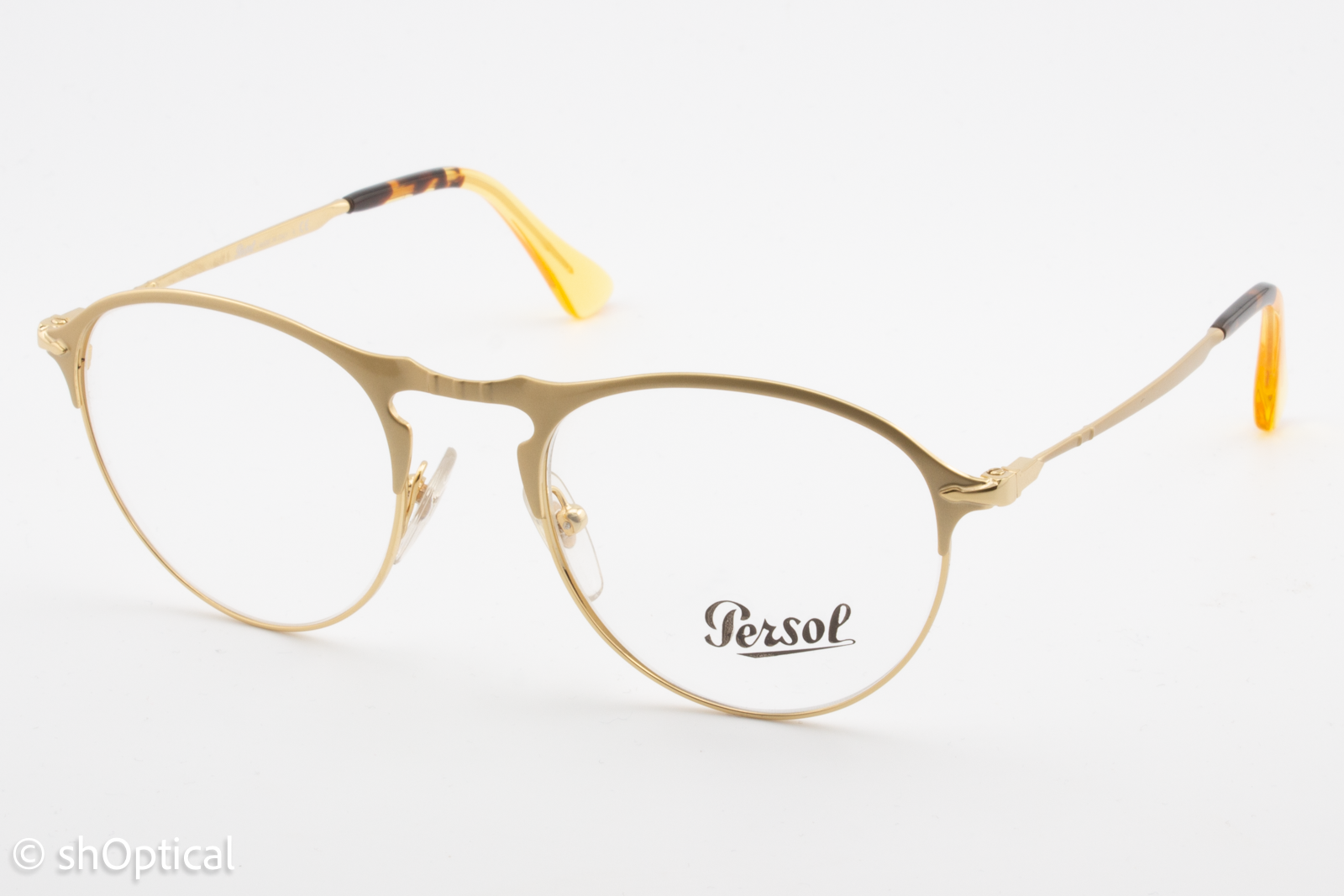 Persol 7092-V  Male Round Glasses Frame Gold 50mm