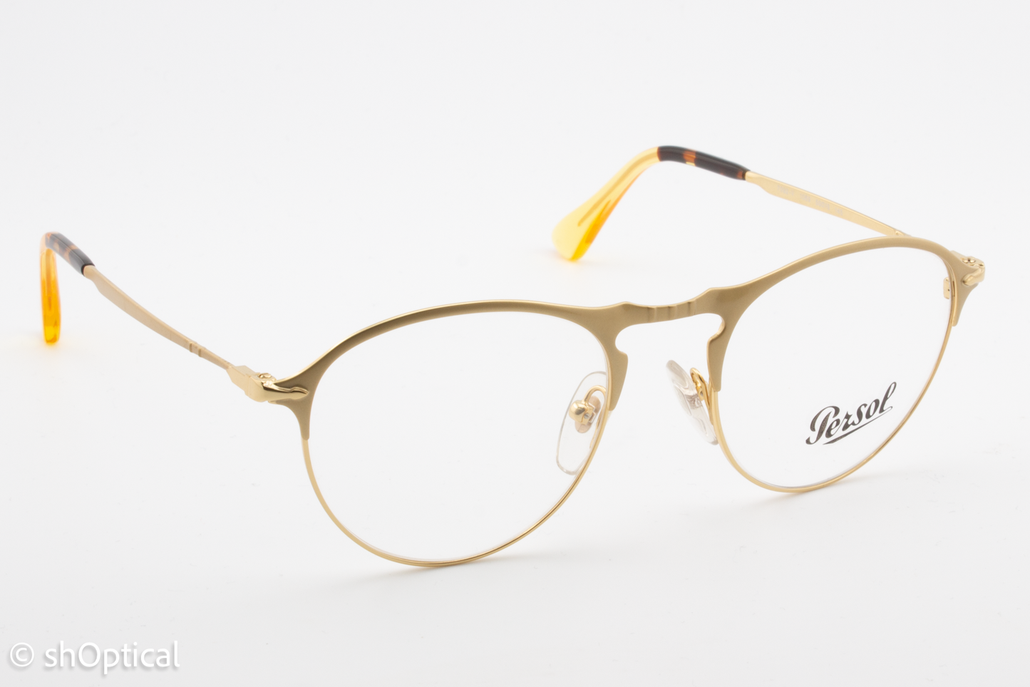 Persol 7092-V  Male Round Glasses Frame Gold 50mm