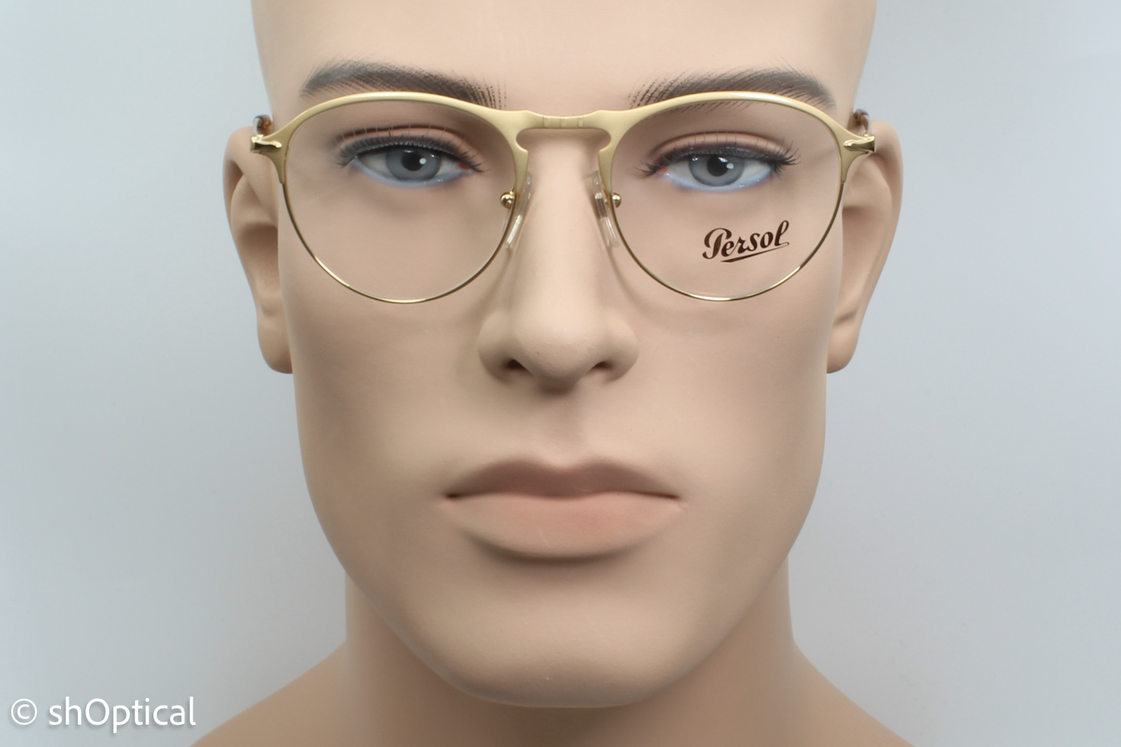 Persol 7092-V  Male Round Glasses Frame Gold 50mm